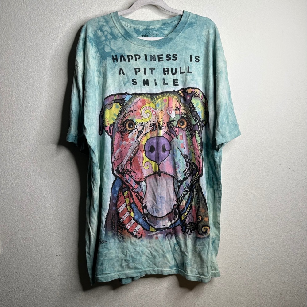 The Mountain Dean Russo Pit Bull Smile Tie Dye Graphic T-Shirt Mens XL Blue